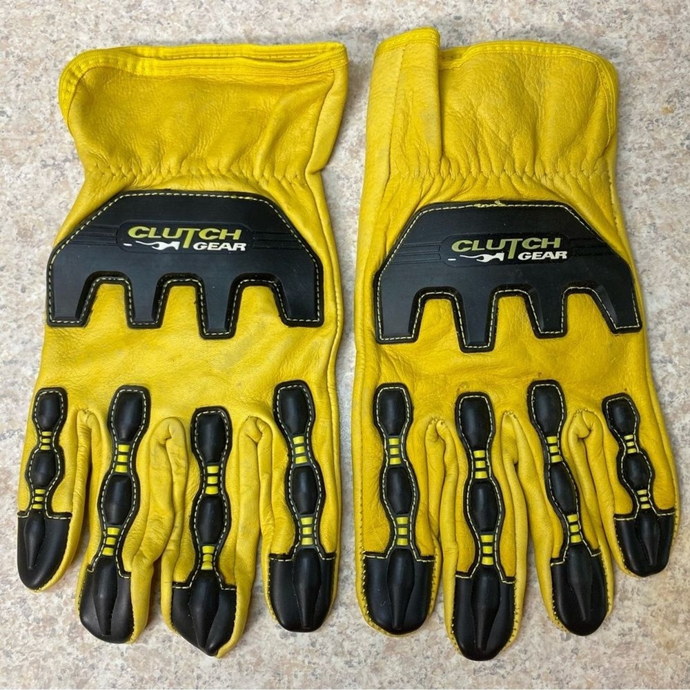 Clutch‎ Gear Anti-Impact Yellow Work Gloves Men's Mechanic Construction New Sz M